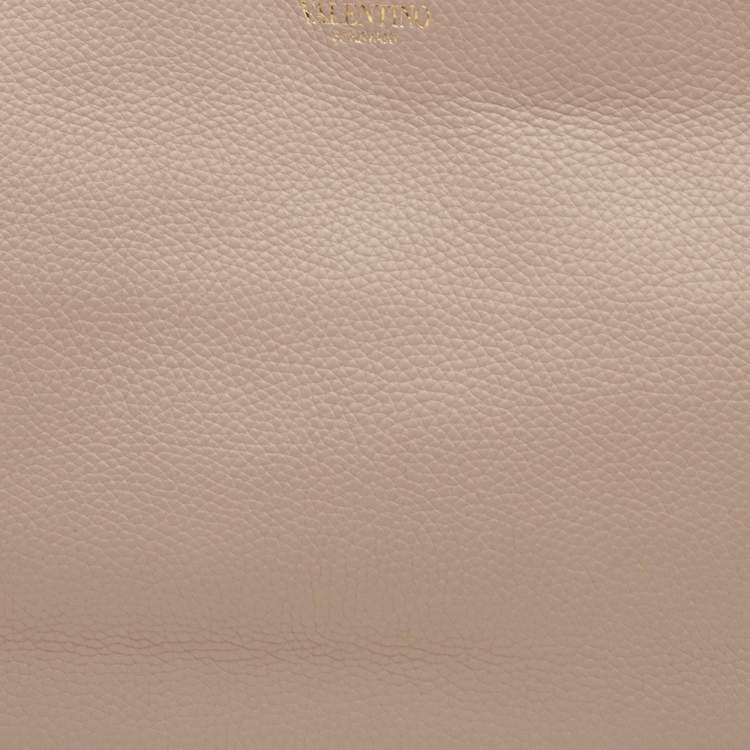 Pre Owned Valentino Rockstud Beige Leather Shopper Tote