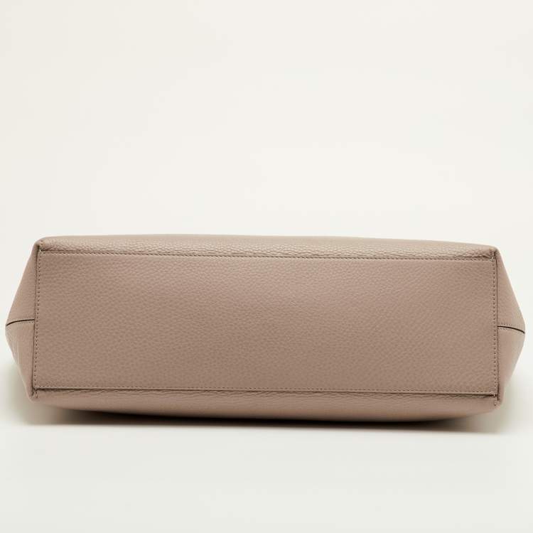 Pre Owned Valentino Rockstud Beige Leather Shopper Tote