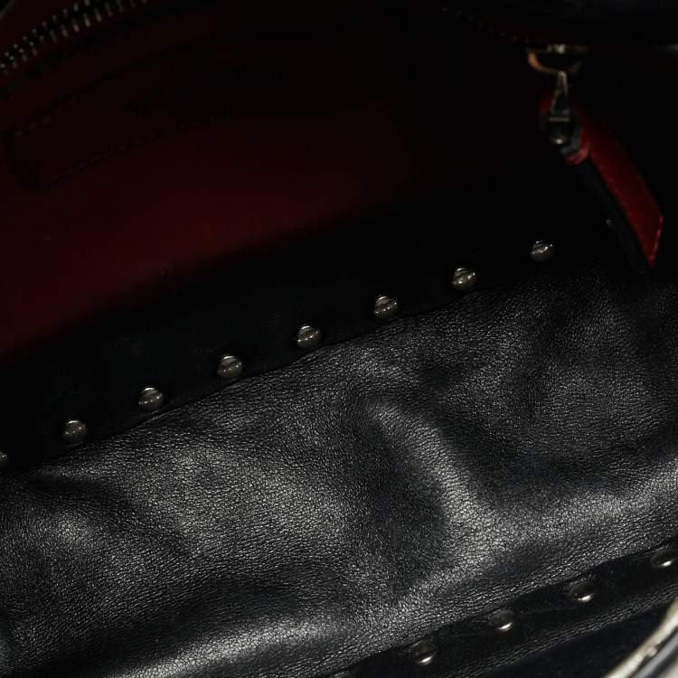 Pre Owned Valentino Rockstud Spike Medium Silver Quilted Leather Shoulder Bag