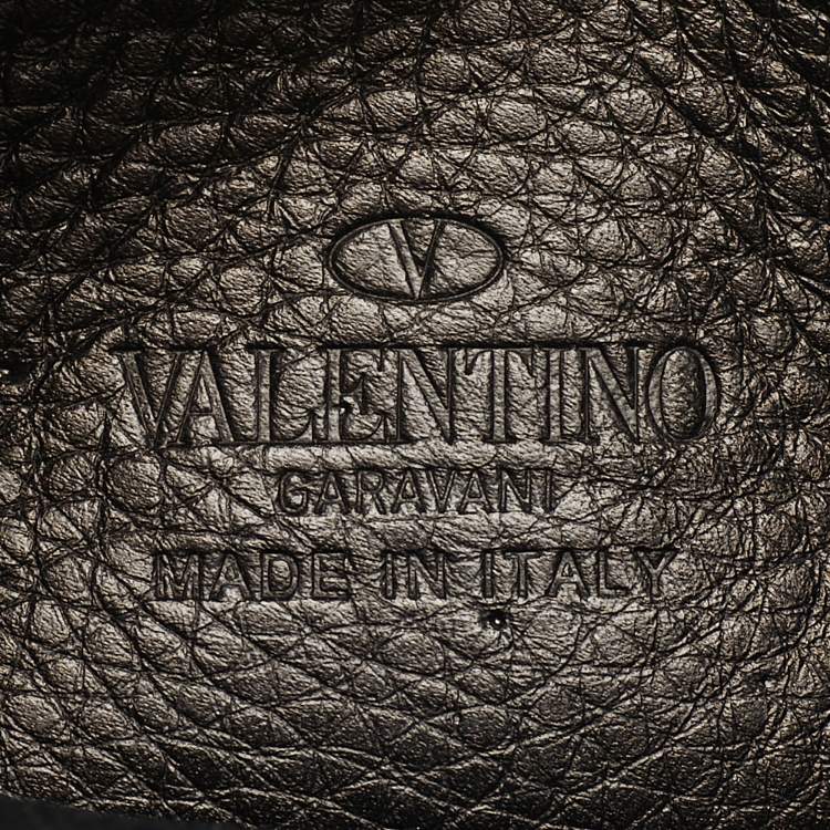 Pre Owned Valentino Rockstud Flap Black Leather Crossbody Bag