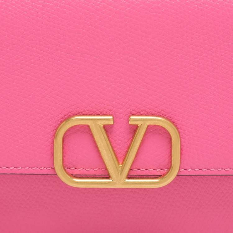 Pre Owned Valentino VLogo Pink Leather Convertible Shoulder Bag