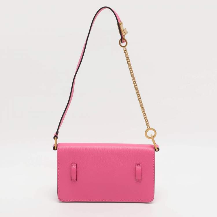 Pre Owned Valentino VLogo Pink Leather Convertible Shoulder Bag