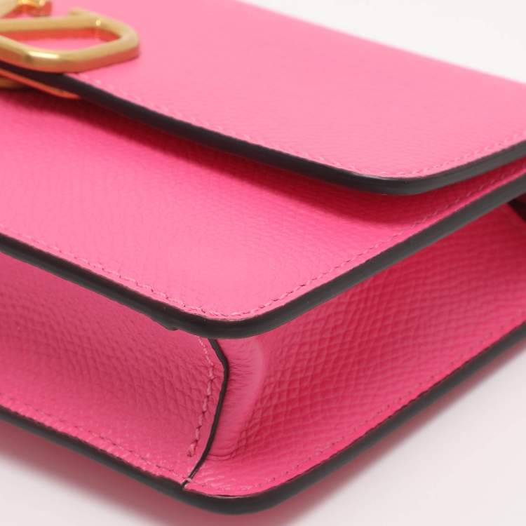 Pre Owned Valentino VLogo Pink Leather Convertible Shoulder Bag