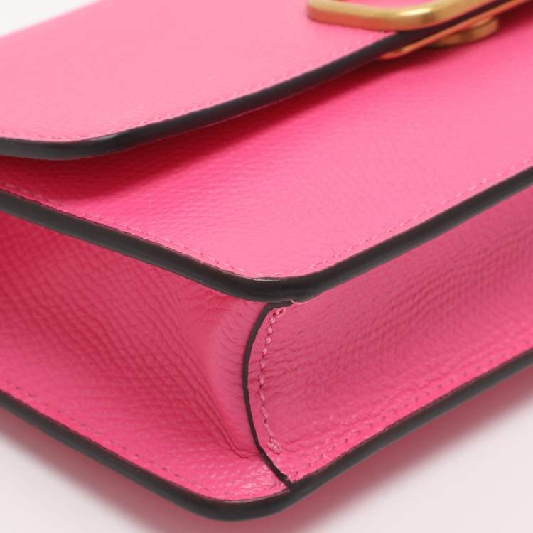 Pre Owned Valentino VLogo Pink Leather Convertible Shoulder Bag