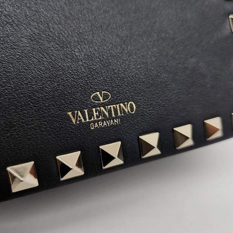 Pre Owned Valentino Black Leather Rockstud Chain Mini Crossbody Bag