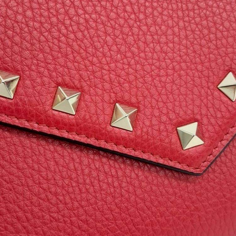 Pre Owned Valentino Red Leather Rockstud Crossbody Bag