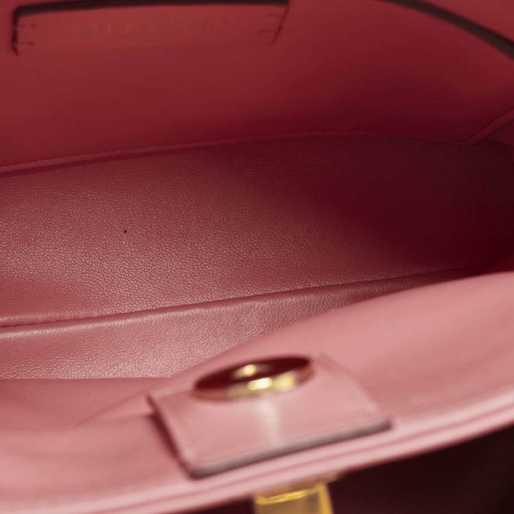 Pre Owned Valentino Roman Stud Small Pink Quilted Leather Top Handle Bag