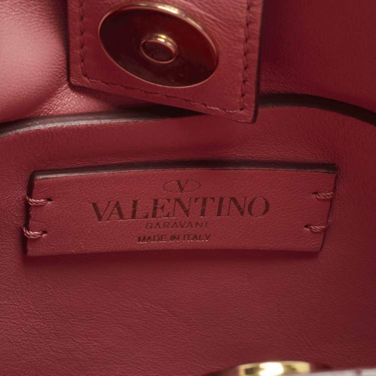 Pre Owned Valentino Roman Stud Small Pink Quilted Leather Top Handle Bag