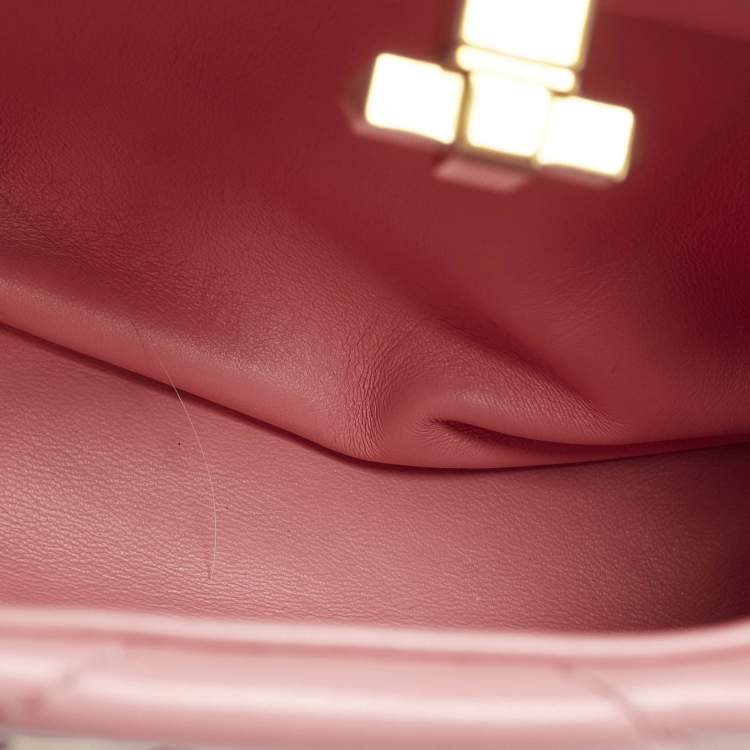 Pre Owned Valentino Roman Stud Small Pink Quilted Leather Top Handle Bag