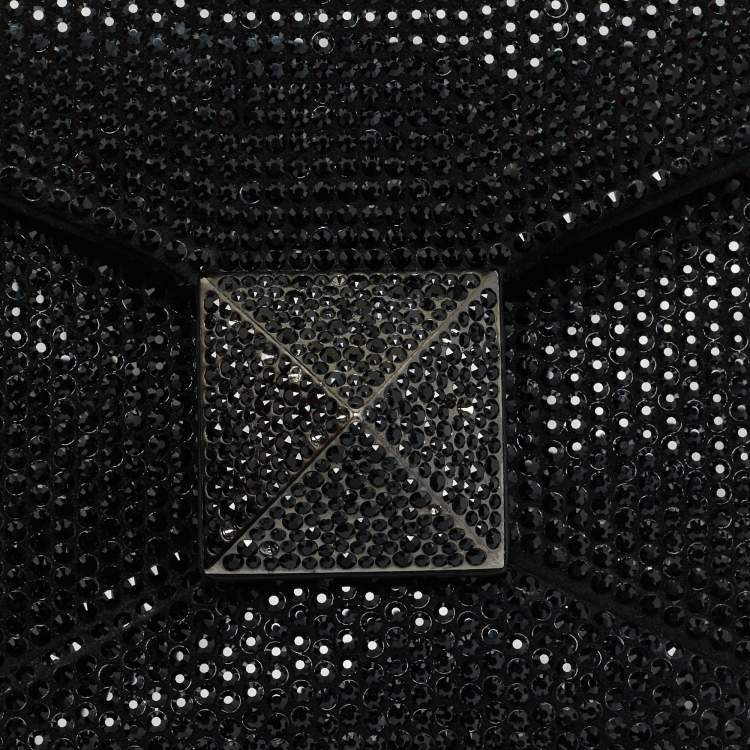 Pre Owned Valentino Crystal Embellished One Stud Suede Shoulder Bag