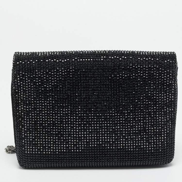 Pre Owned Valentino Crystal Embellished One Stud Suede Shoulder Bag