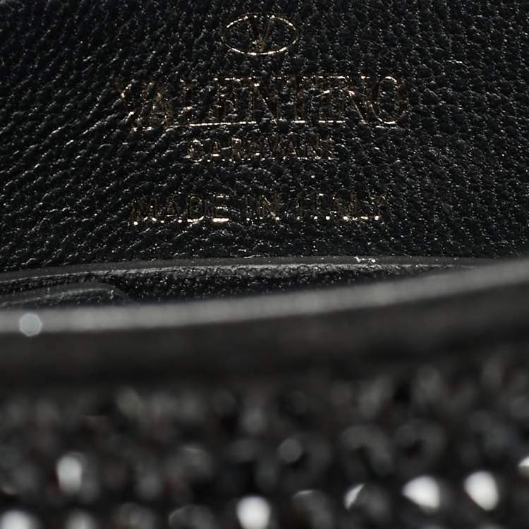 Pre Owned Valentino Crystal Embellished One Stud Suede Shoulder Bag