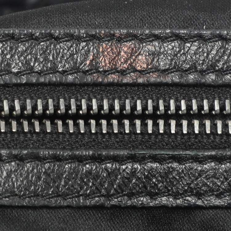 Pre Owned Valentino Bow Black Leather, Nylon and Straw Hobo