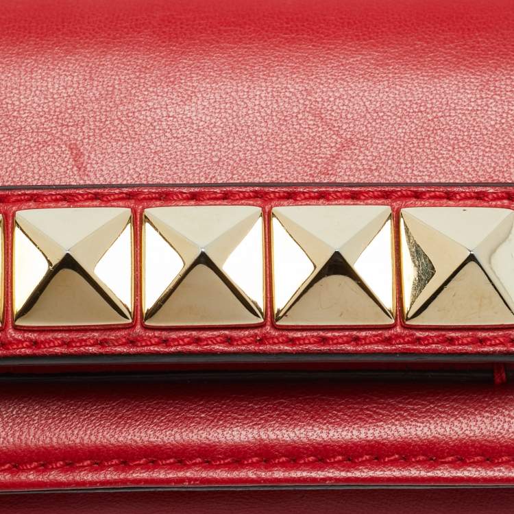 Pre Owned Valentino Va Va Voom Mini Red Leather Chain Clutch