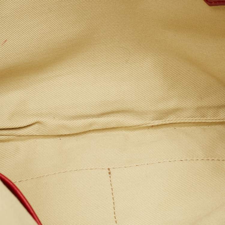 Pre Owned Valentino Rockstud Oversized Red Leather Wristlet Zip Pouch