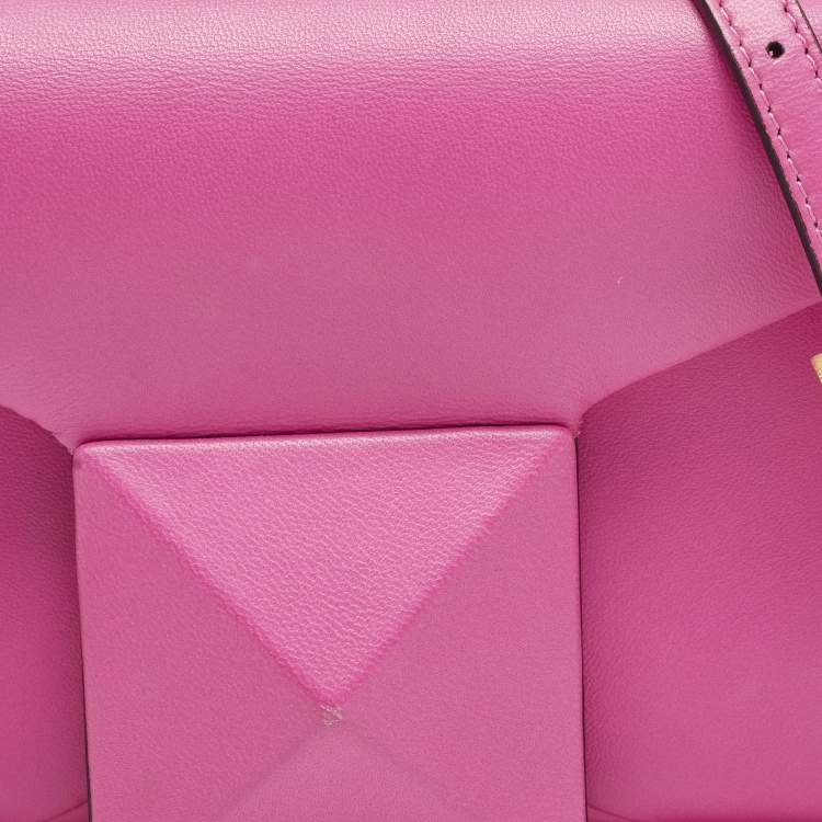Pre Owned Valentino One Stud Mini Pink Leather Flap Top Handle Bag