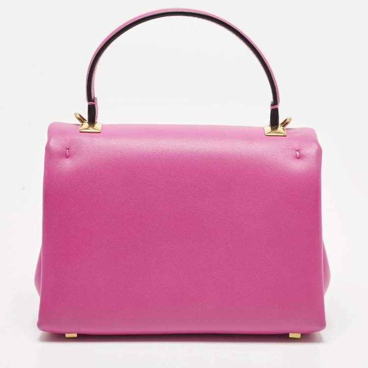 Pre Owned Valentino One Stud Mini Pink Leather Flap Top Handle Bag