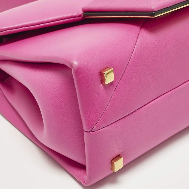 Pre Owned Valentino One Stud Mini Pink Leather Flap Top Handle Bag