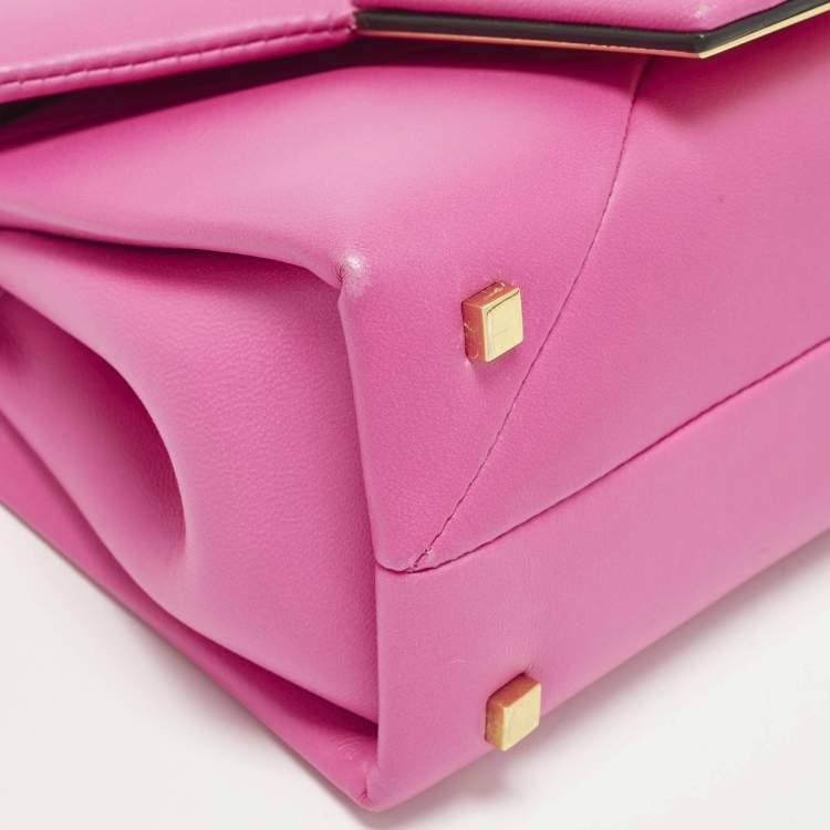 Pre Owned Valentino One Stud Mini Pink Leather Flap Top Handle Bag