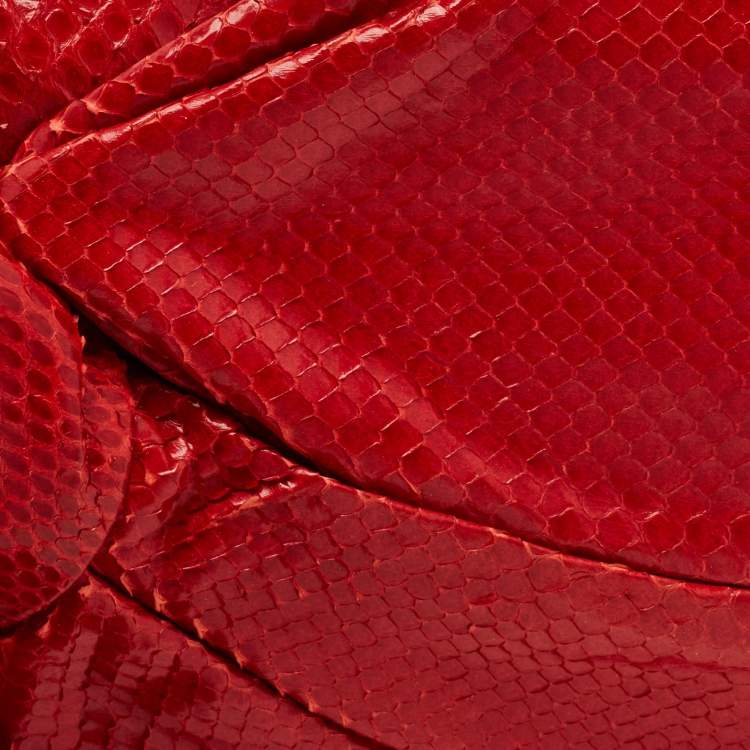 Pre Owned Valentino Bow Red Python Clutch