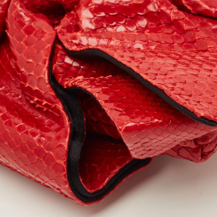 Pre Owned Valentino Bow Red Python Clutch
