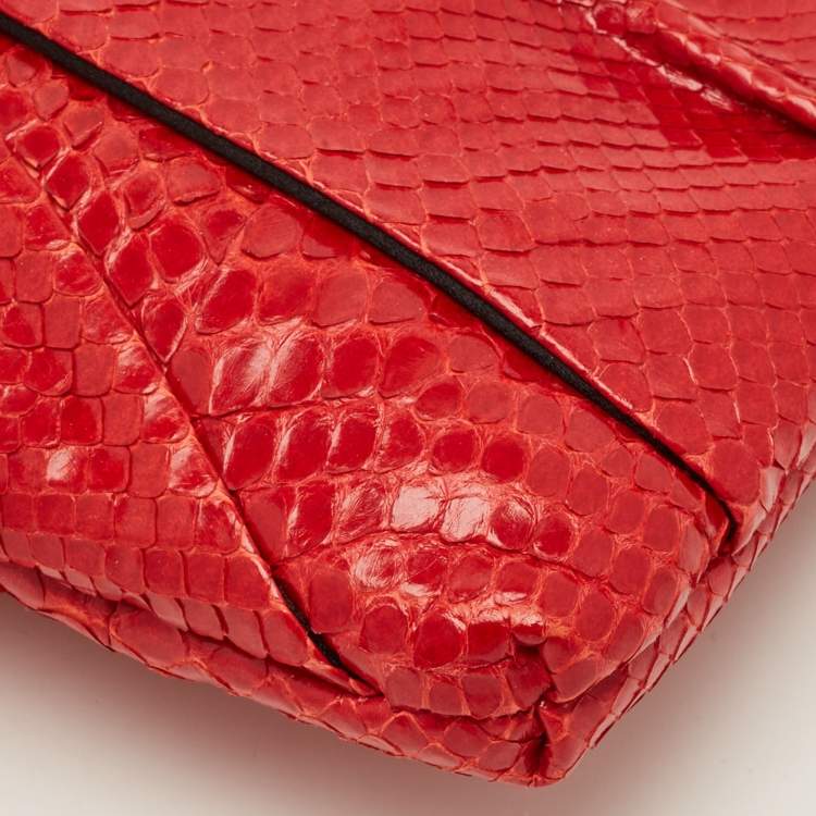 Pre Owned Valentino Bow Red Python Clutch