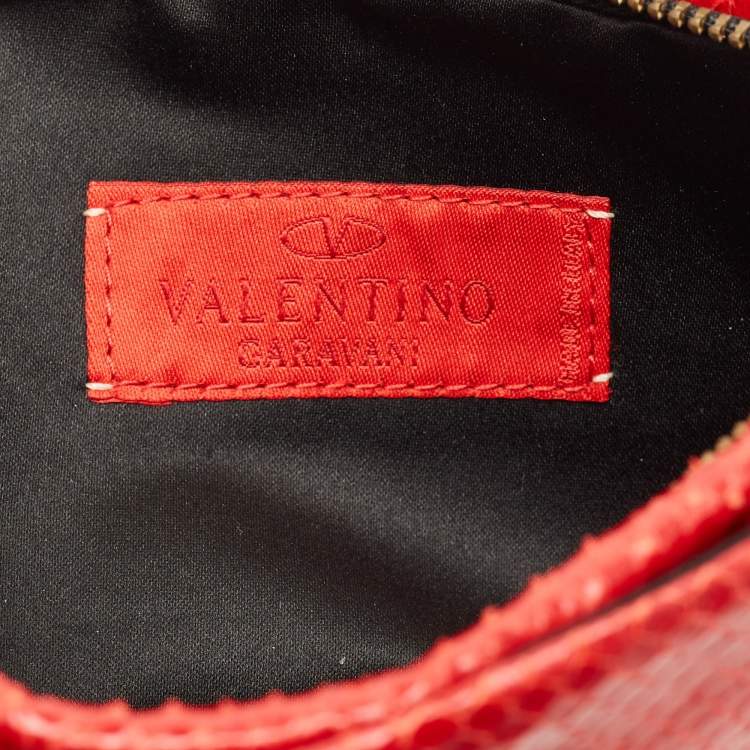 Pre Owned Valentino Bow Red Python Clutch