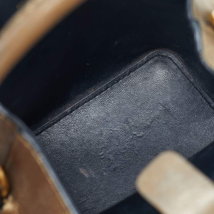 Pre Owned Valentino VLogo Mini Gold Leather Bucket Bag