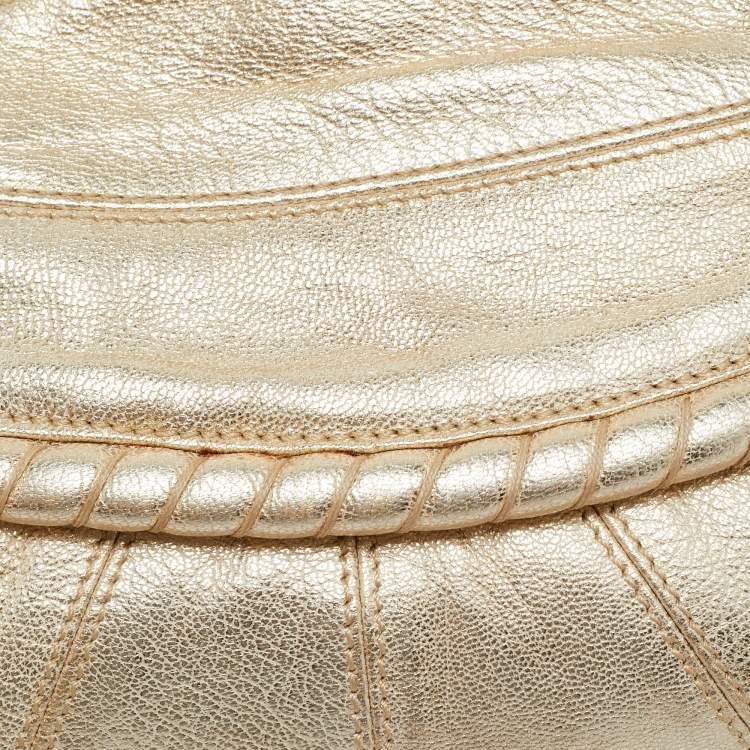 Pre Owned Valentino Ring Handle Gold Leather Clutch