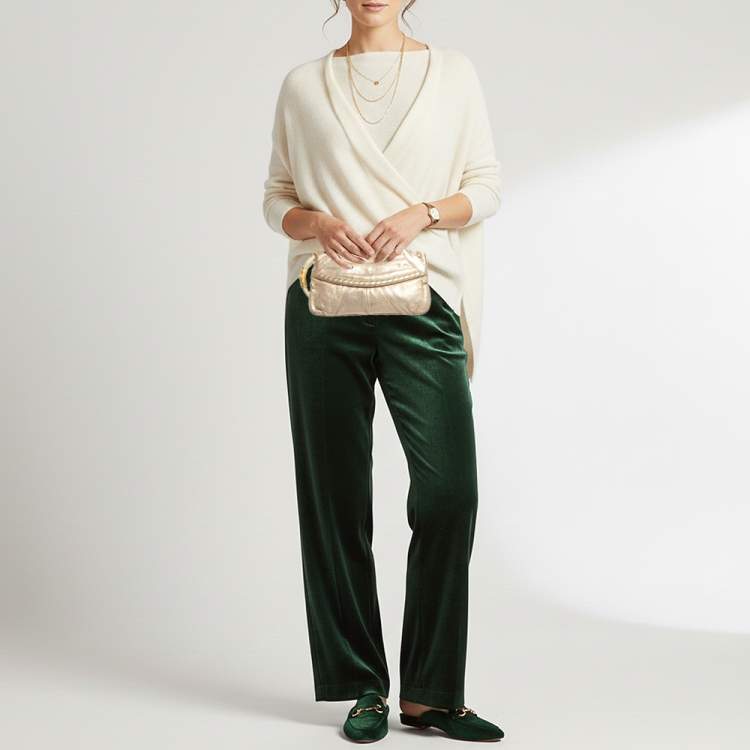 Pre Owned Valentino Ring Handle Gold Leather Clutch