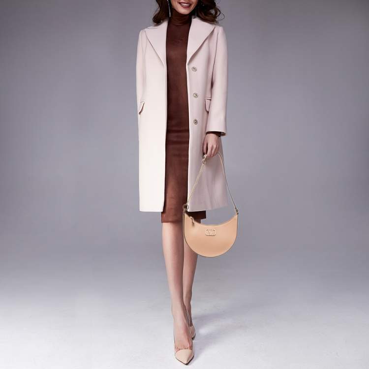 Pre Owned Valentino VLogo Crystal Mini Beige Leather Hobo