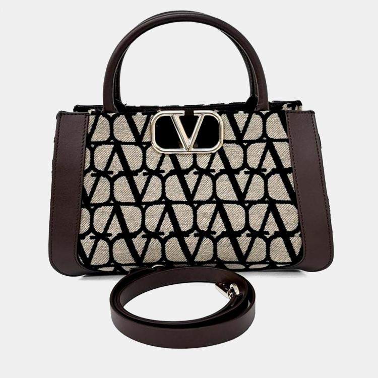 Pre Owned Valentino Twill Iconograph Tote and Shoulder Bag