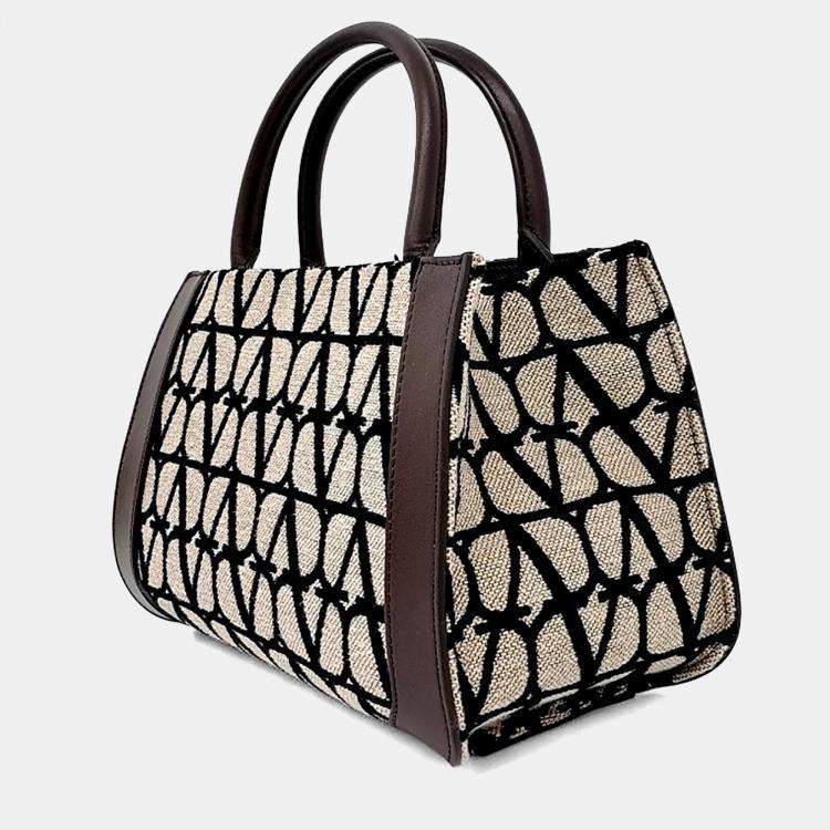 Pre Owned Valentino Twill Iconograph Tote and Shoulder Bag