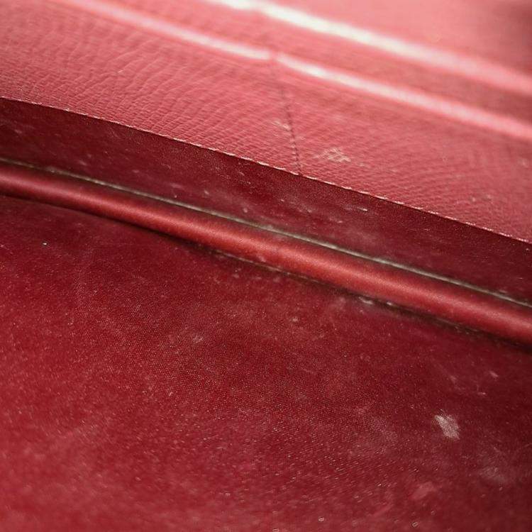 Pre Owned Valentino Red Leather V-ring clutch