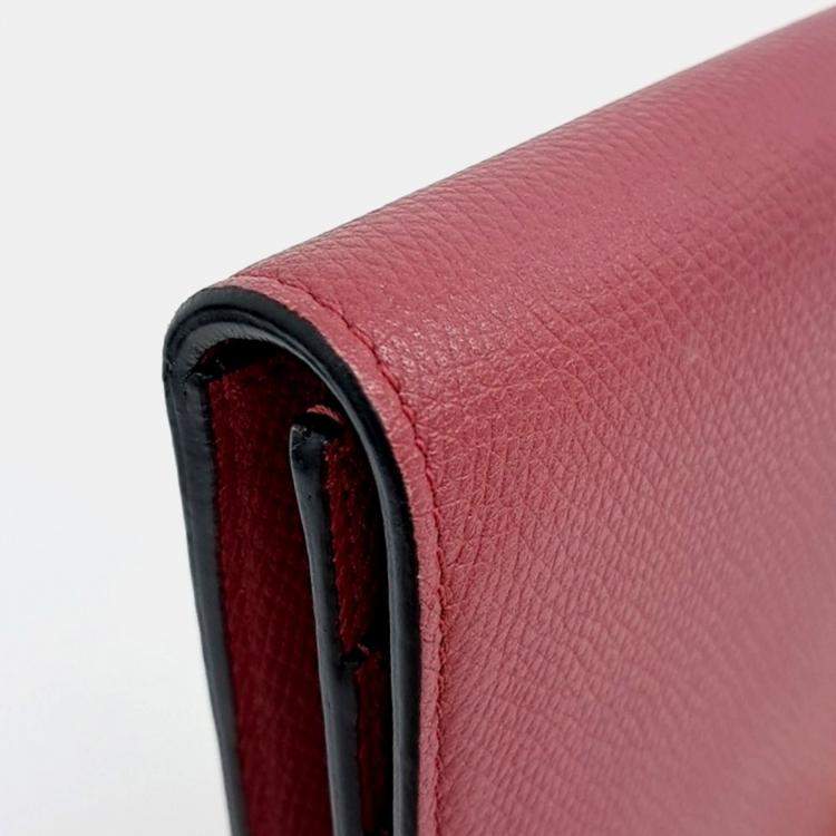 Pre Owned Valentino Red Leather V-ring clutch