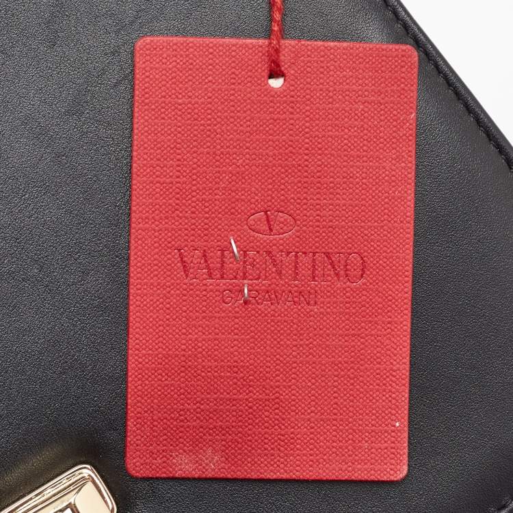 مملوكة مسبقًا Valentino VLTN Black Leather Flap Chain Shoulder Bag