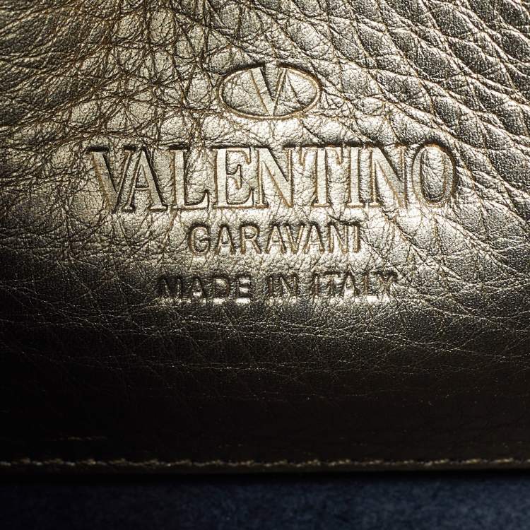 Pre Owned Valentino Rockstud Small Gold Leather Crossbody Bag