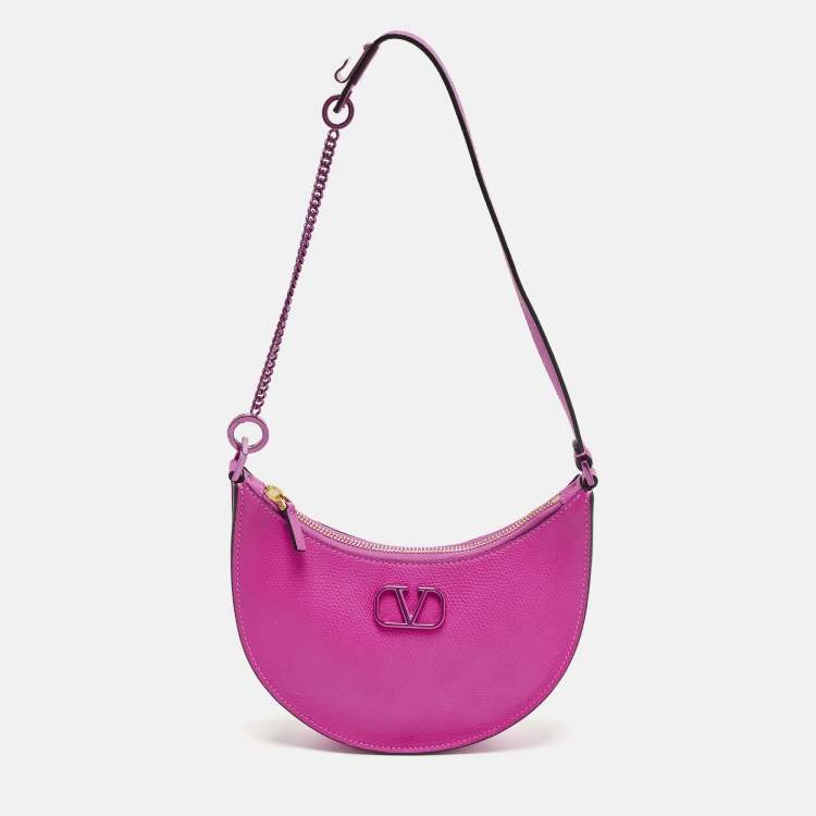 Pre Owned Valentino VLogo Mini Pink Leather Hobo
