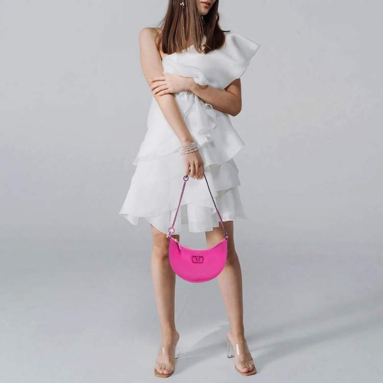 Pre Owned Valentino VLogo Mini Pink Leather Hobo