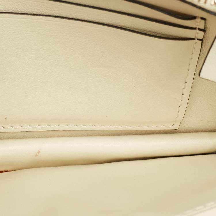 Pre Owned Valentino Rockstud Mini Off White Leather Flap Chain Crossbody Bag