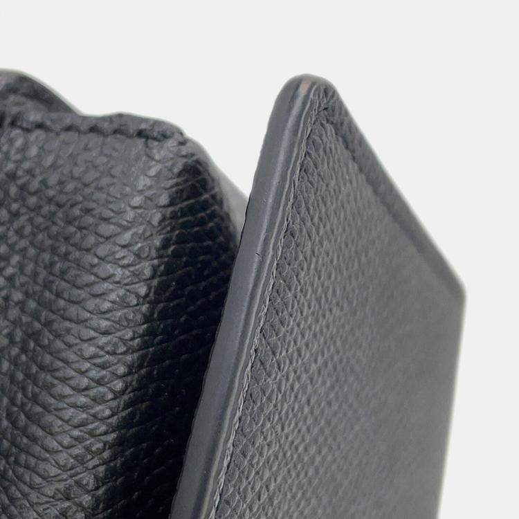 Pre Owned Valentino Garavani V Logo Signature Chain Wallet Black Calf Leather