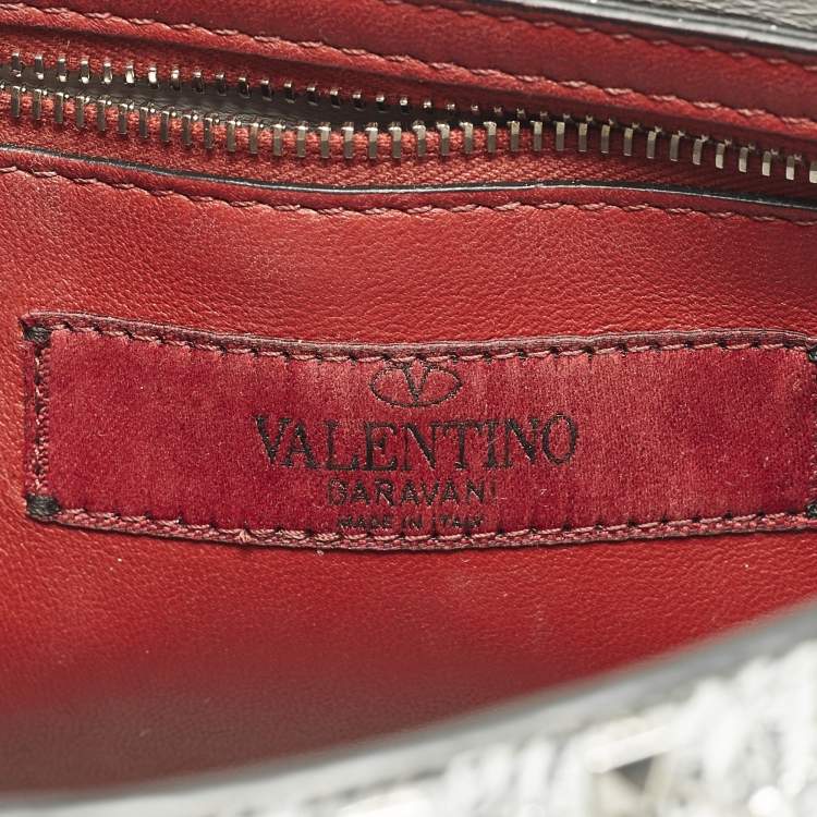 Pre Owned Valentino Rockstud Spike Medium Silver Quilted Leather Shoulder Bag