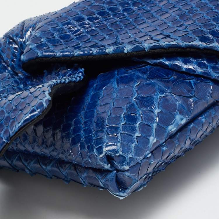 Pre Owned Valentino Bow Blue Python Clutch