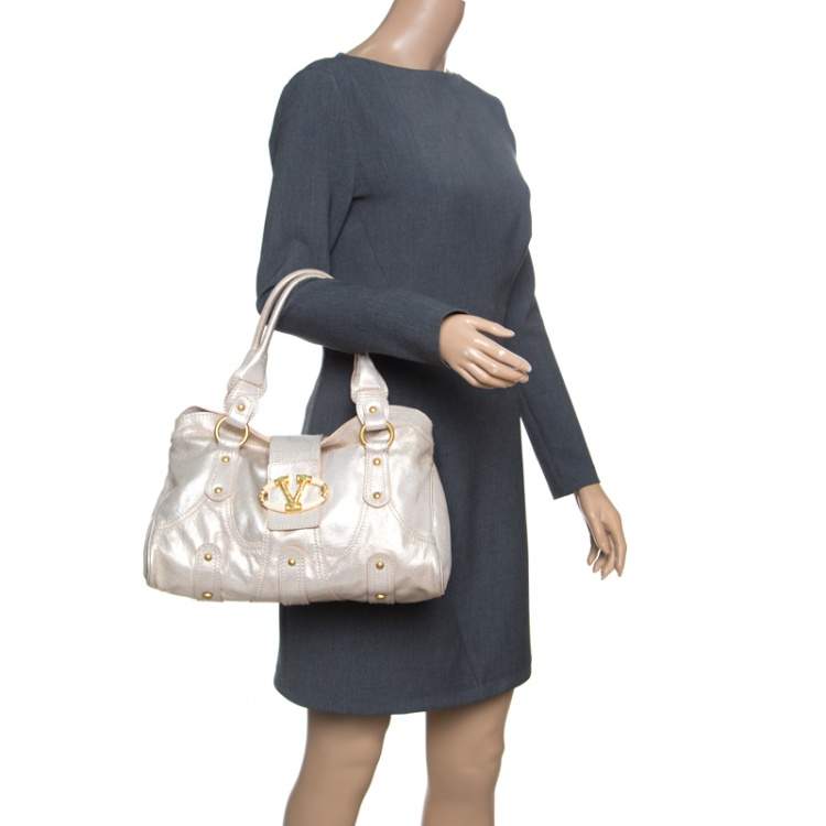 Pre Owned Valentino Gold Leather Crystal Catch Satchel