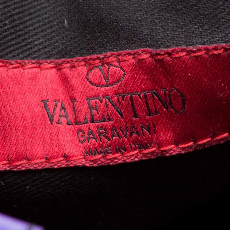 Pre Owned Valentino Purple Leather Petale Shopper Tote