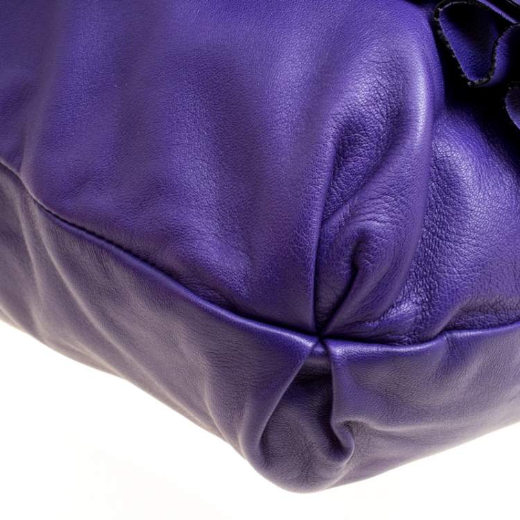 Pre Owned Valentino Purple Leather Petale Shopper Tote