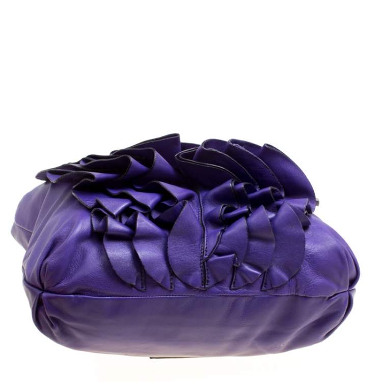 Pre Owned Valentino Purple Leather Petale Shopper Tote
