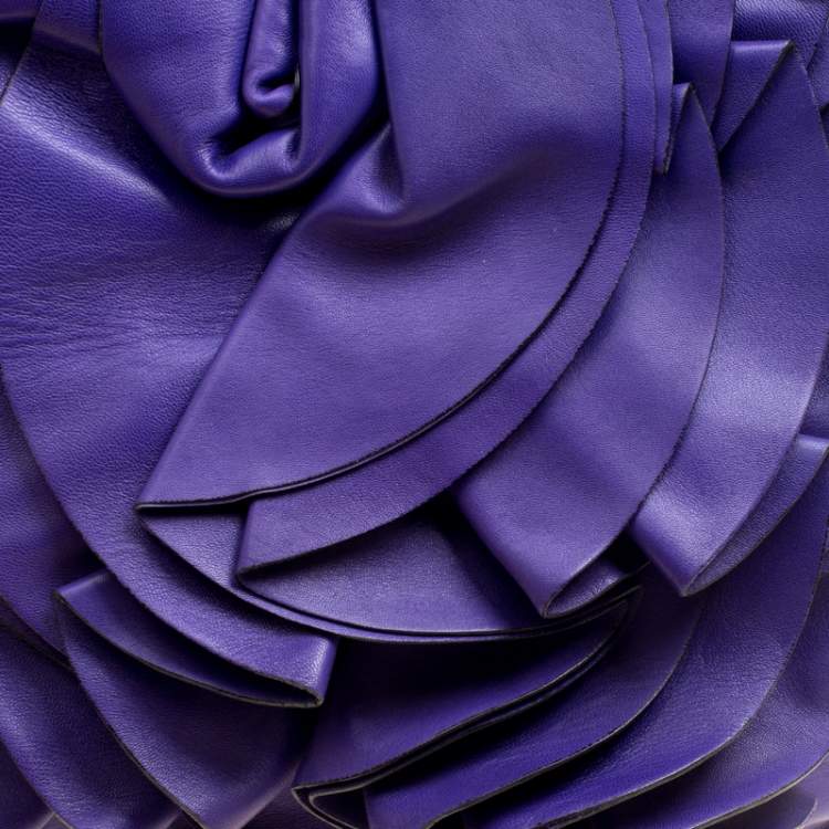 Pre Owned Valentino Purple Leather Petale Shopper Tote