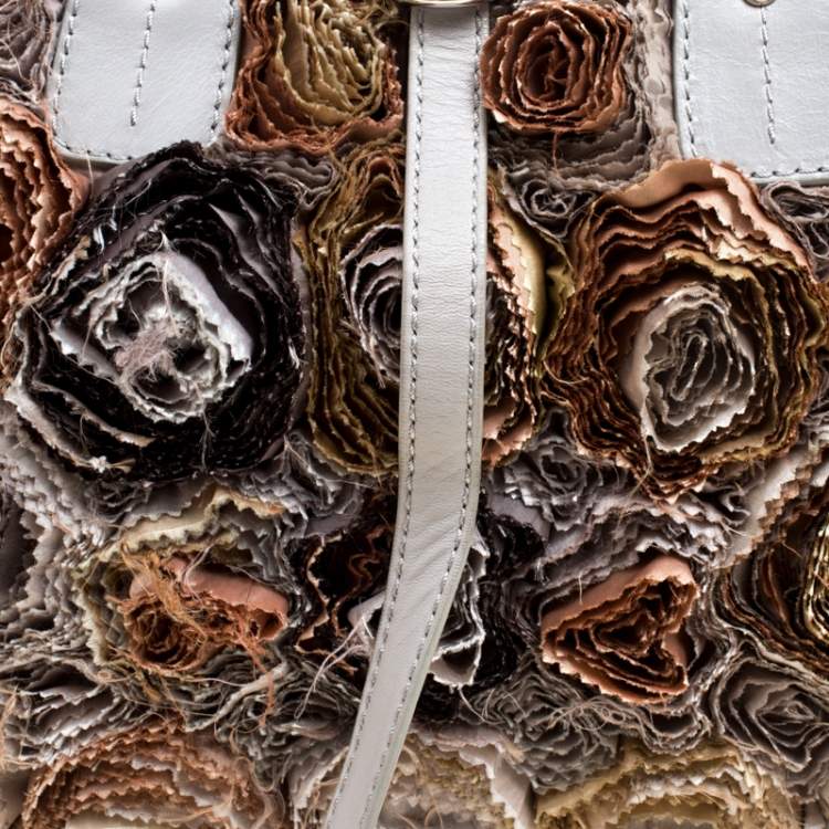 Pre Owned Valentino Gery Fabric and Leather Flower Tote