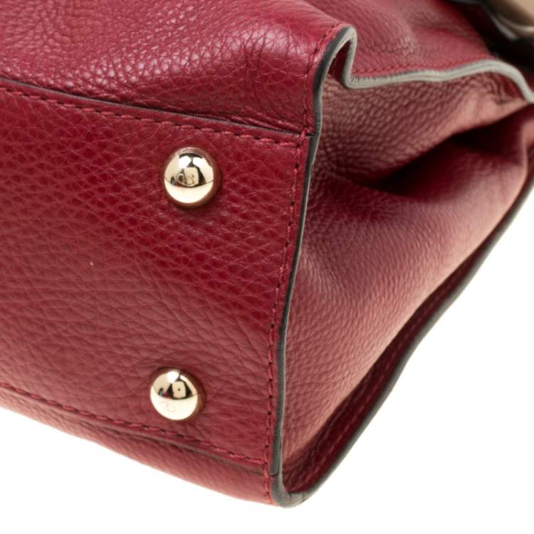 Pre Owned Valentino Red/Beige Leather Aphrodite Bow Bag